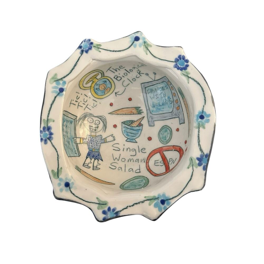 Vintage Tom Edwards Biological Clock Single Woman Salad Bowl Funny Signed